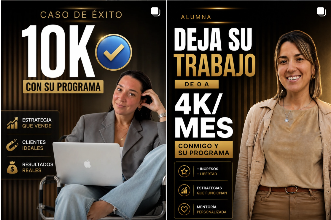 Caso de éxito: 10K con su programa · Alumna deja su trabajo, de 0 a 4K/mes